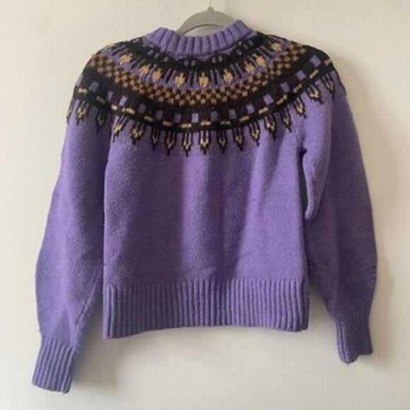 A.L.C. Oakley Knit Sweater in Amethyst Purple Sz XS Fair Isle Wool Blend Thick - Picture 9 of 9